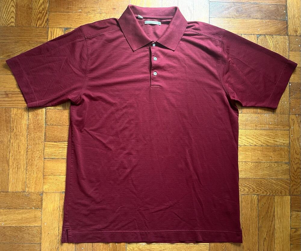 Cutter & Buck Polo Men’s XL Tonal Striped Red Shirt Cotton Blend Classic Comfort